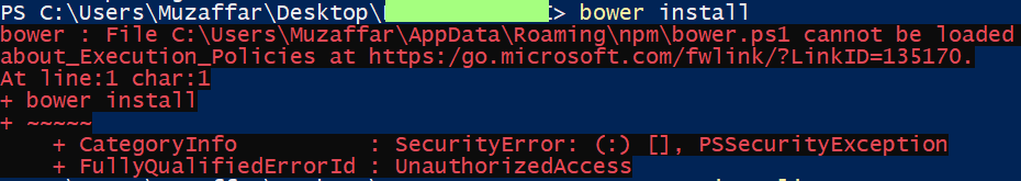 bower install error running scripts is disabled